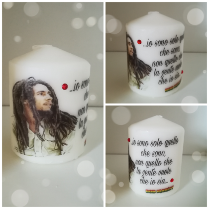 candela con frase e disegno